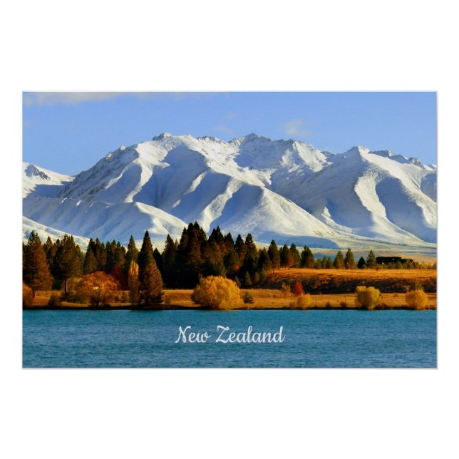 Poster New Zealand Mountain Landscape (Devant)