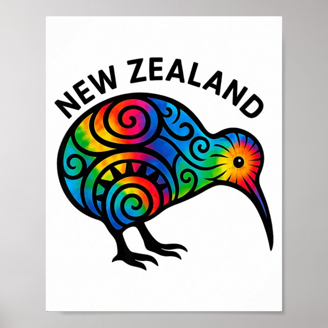 Poster New Zealand Vacation, New Zealand Souvenirs, Kiwi  (Devant)