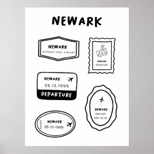 Poster Newark - Collection de timbres de voyage Minimal