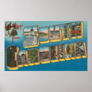 Poster Newberry, Caroline du Sud - Scènes de grandes lett