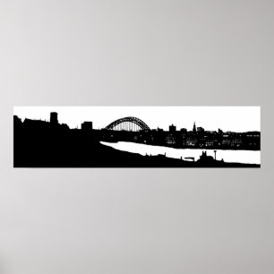 Poster Newcastle sur l'affiche panoramique de silhouette