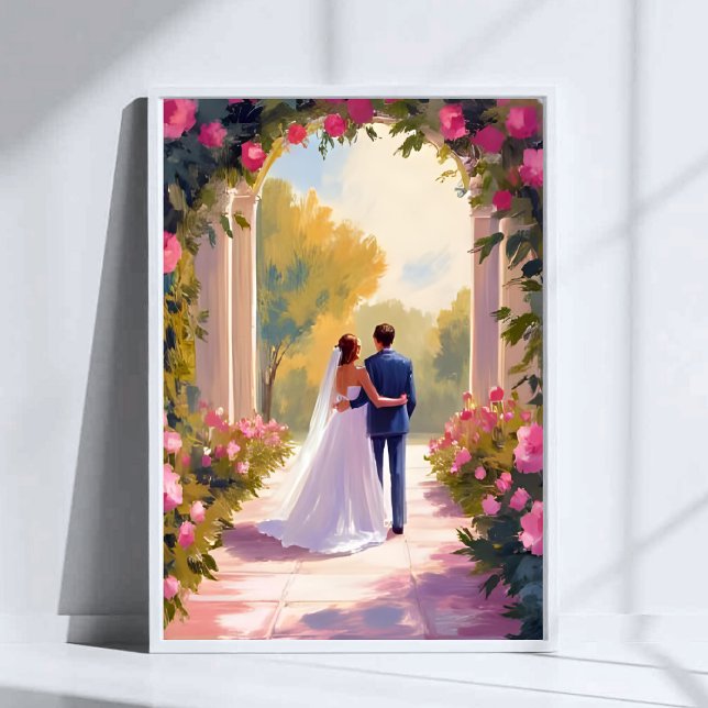 Poster Newlyweds Bride & Groom Wedding Painting (Créateur téléchargé)