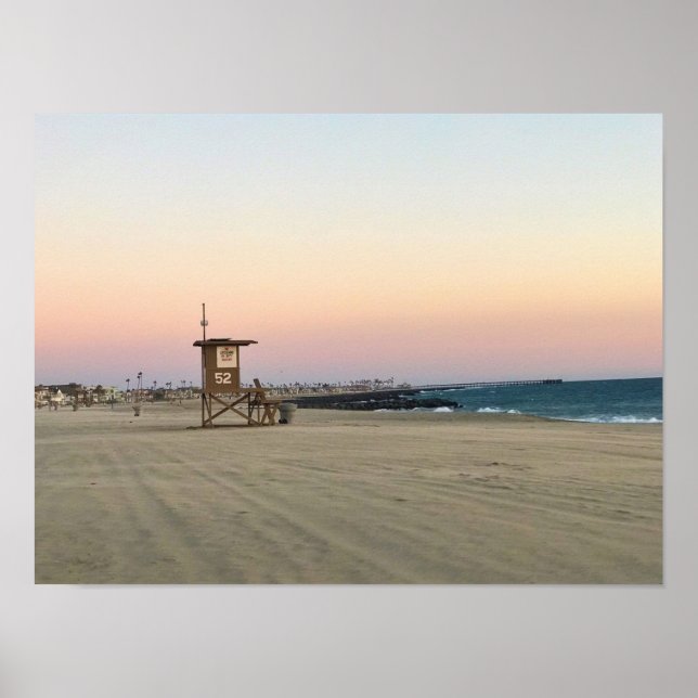 Poster Newport Beach at Sunset, Californie (Devant)