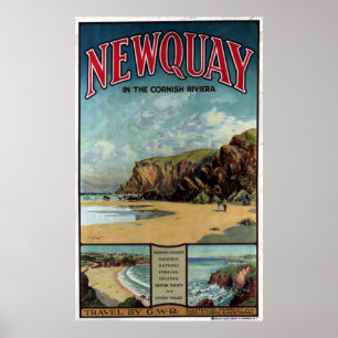 Poster Newquay vintage dans la Riviera Cornouailles Voyag