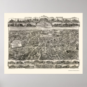 Poster Newton Centre, MA Carte panoramique - 1897