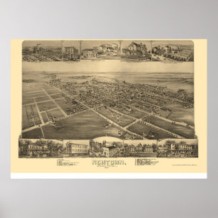 Poster Newtown, PA Carte panoramique - 1893