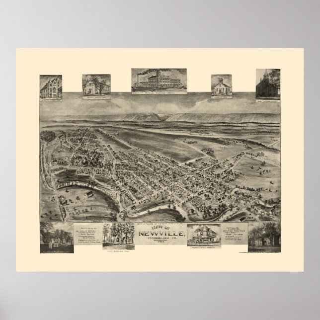Poster Newville, PA Carte panoramique - 1903 (Devant)