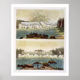 Poster Niagara Falls, 1818 (gravure en couleur)