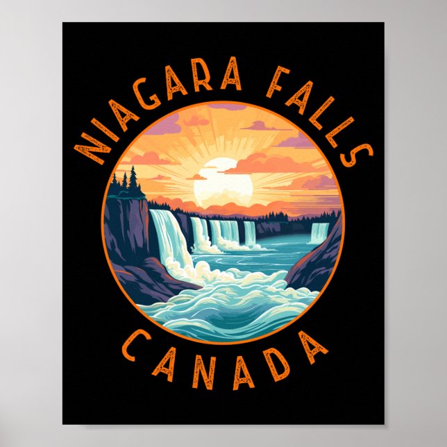 Poster Niagara Falls Canada Retro Distressed Circle  (Devant)
