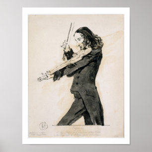 Poster Niccolo Paganini (1782-1840) Jouer au violon, 1