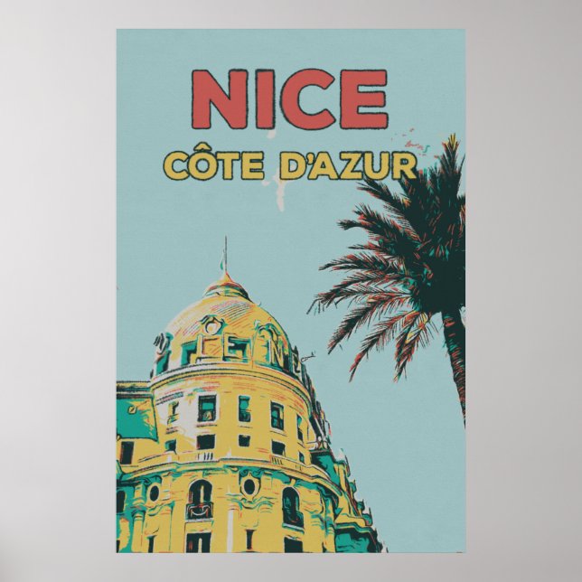 Poster Nice Côte d'Azur Negresco illustration France (Devant)
