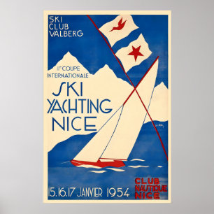 Poster Nice Côte d'Azur Ski Yachting Voile Mer