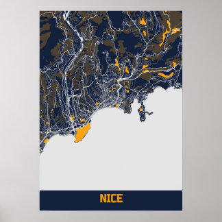 Poster Nice - France Carte de la ville Bluefresh