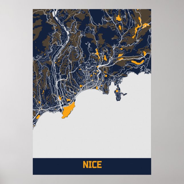 Poster Nice - France Carte de la ville Bluefresh (Devant)