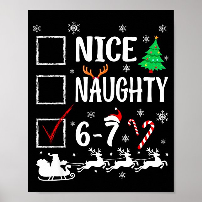 Poster Nice Naughty 67 Funny Christmas Brainrot Six Seven (Devant)