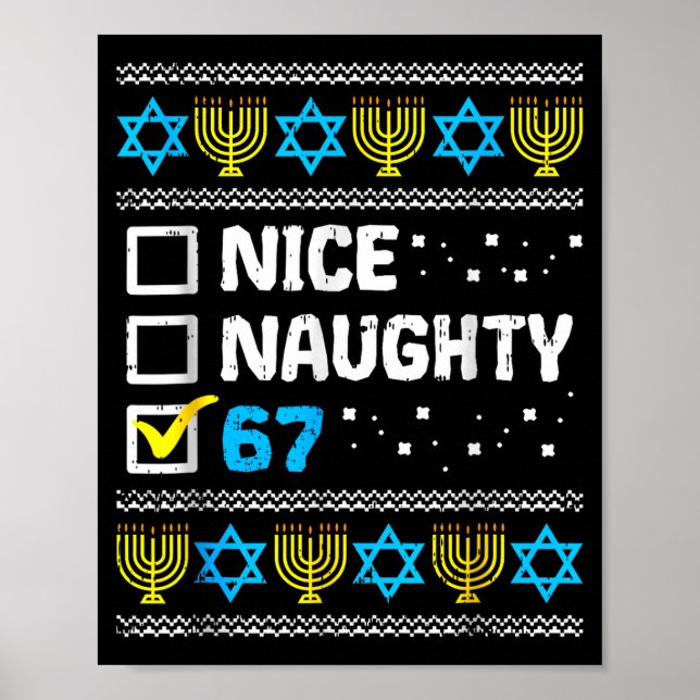 Poster Nice Naughty 67 Six Seven Ugly Hanukkah Sweater Ch (Devant)
