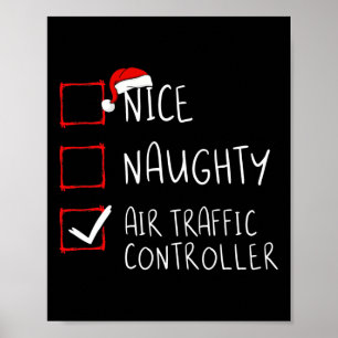 Poster Nice Naughty Air Traffic Controller Liste de Noël