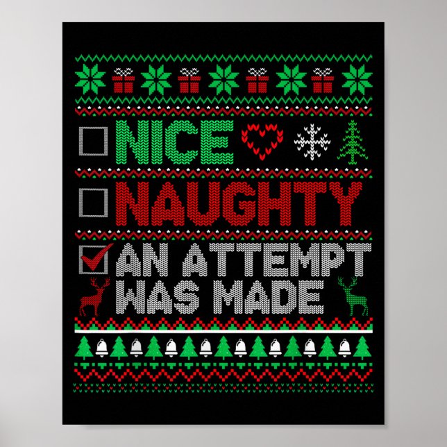 Poster Nice Naughty An Attempt Was Made Christmas List Sa (Devant)