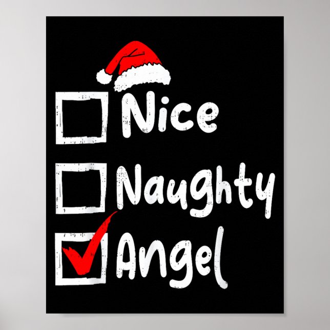 Poster Nice Naughty Angel Funny Christmas List Family Mat (Devant)