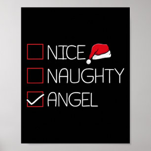 Poster Nice Naughty Angel Noël Pyjama Drôle Humour X-