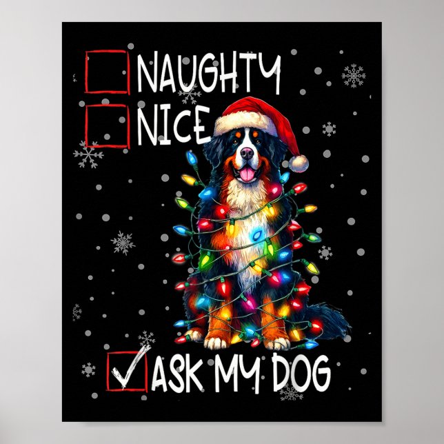 Poster Nice Naughty Ask My Dog Christmas List Xmas  (Devant)