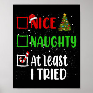Poster Nice Naughty Au Moins J'Ai Essayé Liste De Noël Va