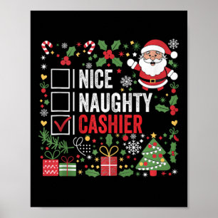 Poster Nice Naughty Cashier Funny Noël Père Noël T