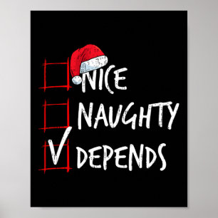 Poster Nice Naughty Dépend Noël Liste Costume Père Noël