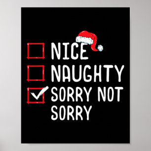Poster Nice Naughty Désolé Pas Désolé Noël Liste