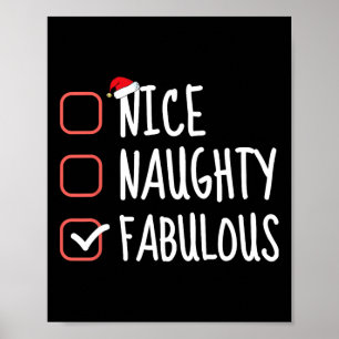 Poster Nice Naughty Fabulous Funny Christmas List Père No