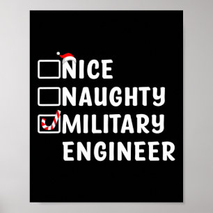 Poster Nice Naughty Ingénieur Militaire Drôle Noël Eng