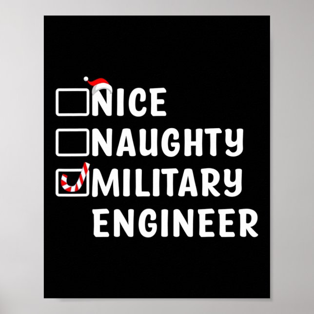 Poster Nice Naughty Ingénieur Militaire Drôle Noël Eng (Devant)