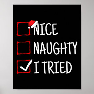Poster Nice Naughty J'Ai Essayé Funny Noël
