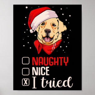 Poster Nice Naughty J'Ai Essayé Golden Retriever Noël Pa