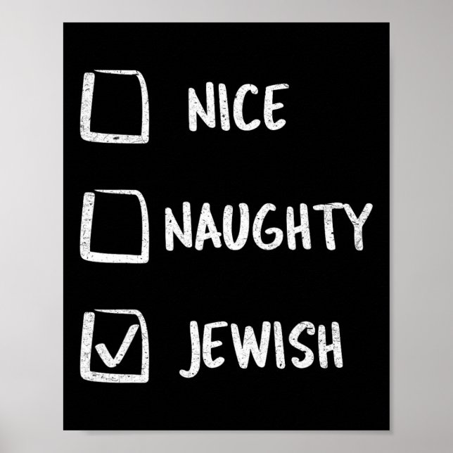 Poster Nice Naughty Jewish Hanoukka Cadeau Noël (Devant)