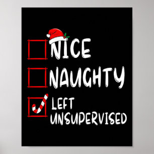 Poster Nice Naughty Laissé Sans Surveillance Liste De Noë