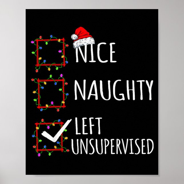 Poster Nice Naughty Left Unsupervised Christmas List Funn (Devant)