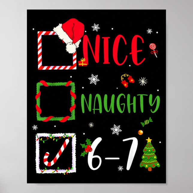 Poster Nice Naughty List 67 Christmas Brainrot Funny 6-7  (Devant)