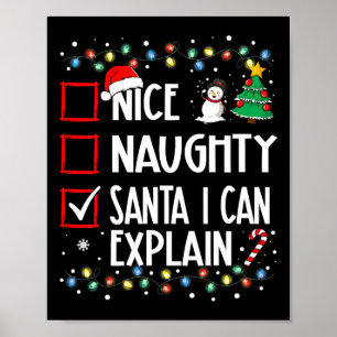 Poster Nice Naughty Père Noël Je Peux Expliquer La Famill