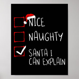 Poster Nice Naughty Père Noël Je Peux Expliquer La Liste 