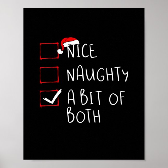 Poster Nice Naughty Santa Hat Humor Vibe  (Devant)