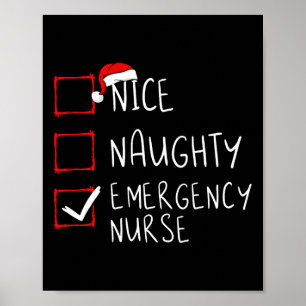 Poster Nice Naughty Urgence Infirmière Liste de Noël Er X