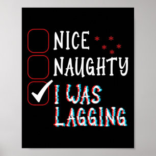 Poster Nice Naughty Videos Jeux Gamer Fun Lag Noël