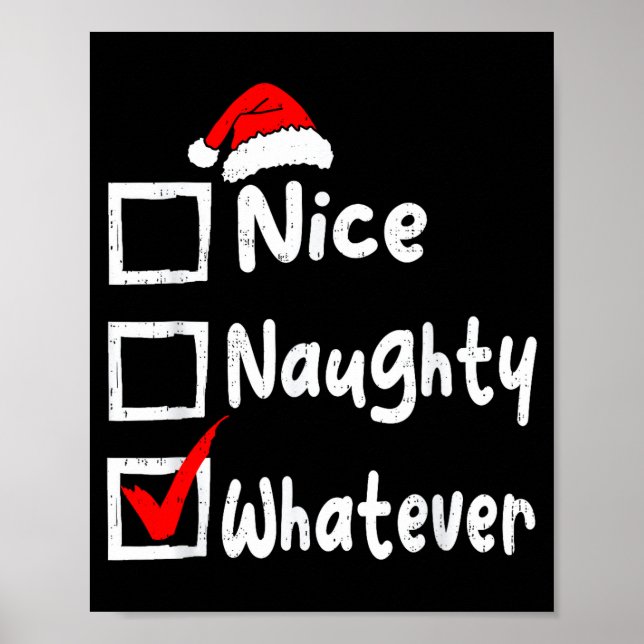 Poster Nice Naughty Whatever Funny Christmas List Family  (Devant)