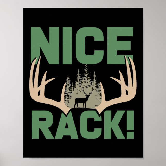Poster Nice Rack Antlers Deer Drôle Chasse Humour (Devant)