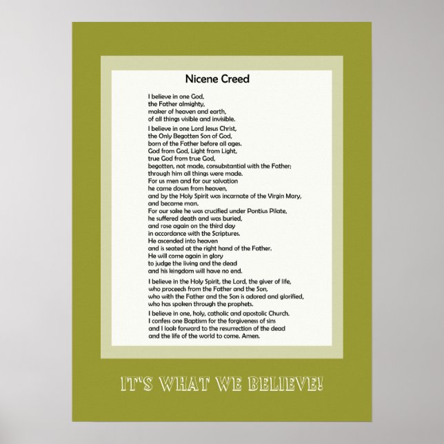 Poster Nicene Creed Christian Print (Devant)