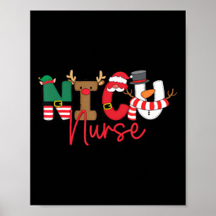 Poster Nicu Chemise de Noël Nicu Infirmière Nicu Fête de 
