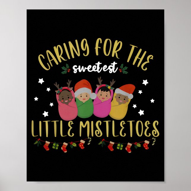 Poster Nicu Nurse Christmas Sweetest Mistletoes Mother Ba (Devant)