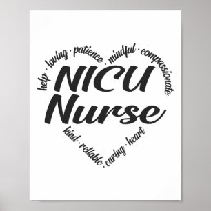 Poster NICU Nurse Heart Word Cloud