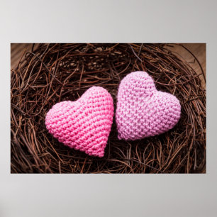 Poster Nid avec des coeurs